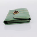 GUCCI Long Wallet Leather Green Gold Auth 197116A-5