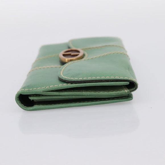 GUCCI Long Wallet Leather Green Gold Auth 197116A
