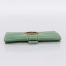 GUCCI Long Wallet Leather Green Gold Auth 197116A-6