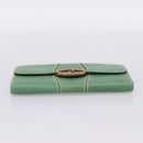 GUCCI Long Wallet Leather Green Gold Auth 197116A-7