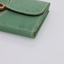GUCCI Long Wallet Leather Green Gold Auth 197116A-8