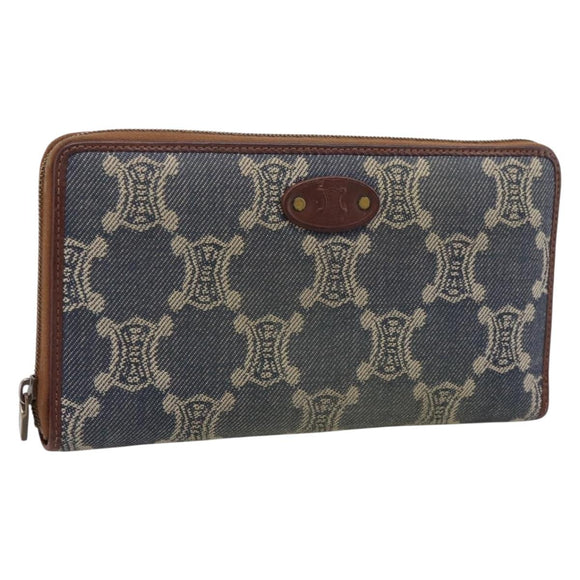 CELINE Paris Macadam Canvas Wallet Blue Auth 197117
