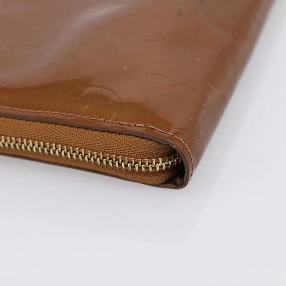 LOUIS VUITTON Monogram Vernis Eldrich Wallet Zip Around Bronze LV Auth 197118