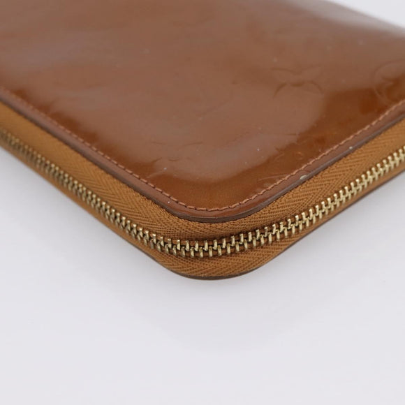 LOUIS VUITTON Monogram Vernis Eldrich Wallet Zip Around Bronze LV Auth 197118