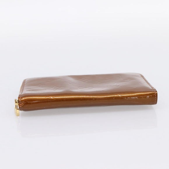 LOUIS VUITTON Monogram Vernis Eldrich Wallet Zip Around Bronze LV Auth 197118