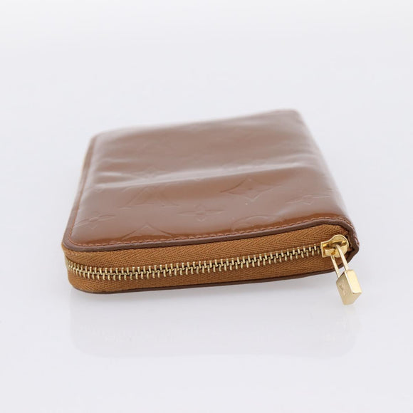 LOUIS VUITTON Monogram Vernis Eldrich Wallet Zip Around Bronze LV Auth 197118