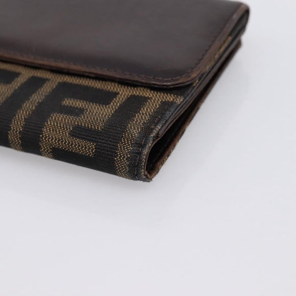 FENDI Zucca Canvas Bifold Wallet Black Brown Auth 197121