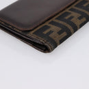 FENDI Zucca Canvas Bifold Wallet Black Brown Auth 197121-16
