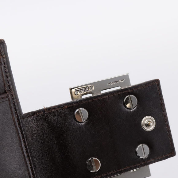 FENDI Zucca Canvas Bifold Wallet Black Brown Auth 197121