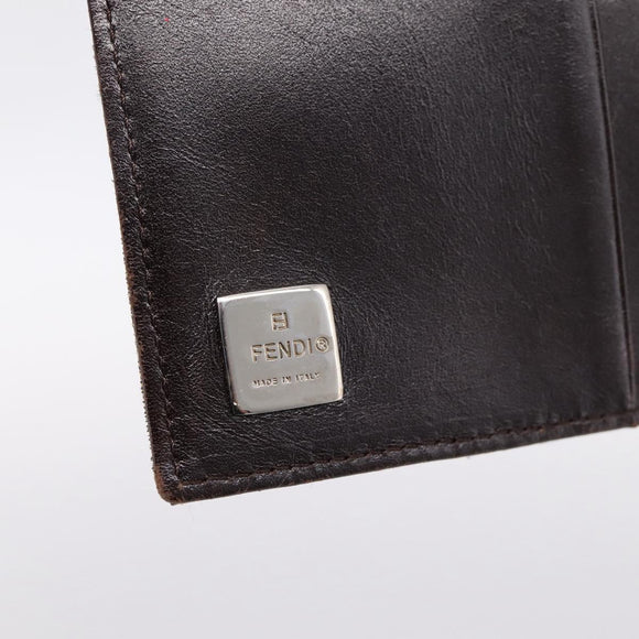 FENDI Zucca Canvas Bifold Wallet Black Brown Auth 197121