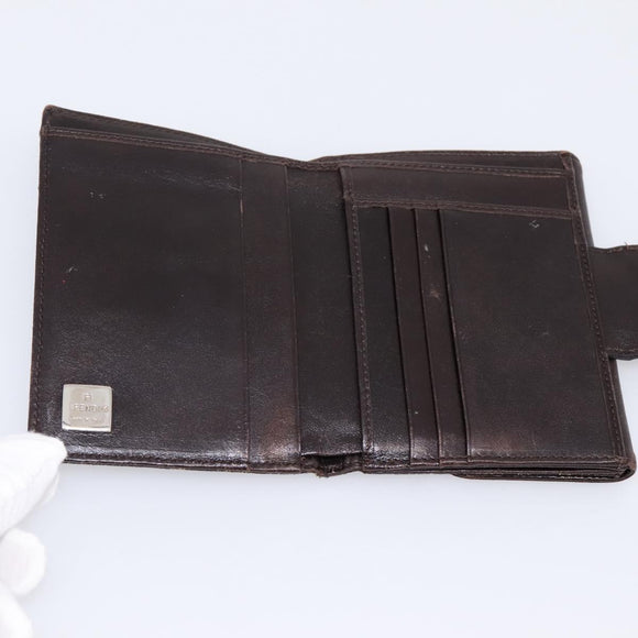 FENDI Zucca Canvas Bifold Wallet Black Brown Auth 197121