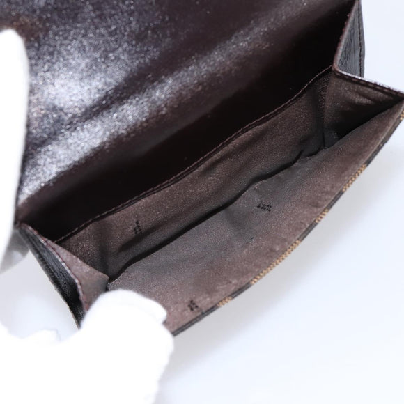FENDI Zucca Canvas Bifold Wallet Black Brown Auth 197121