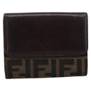 FENDI Zucca Canvas Bifold Wallet Black Brown Auth 197121-2