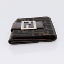 FENDI Zucca Canvas Bifold Wallet Black Brown Auth 197121-3