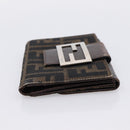FENDI Zucca Canvas Bifold Wallet Black Brown Auth 197121-4