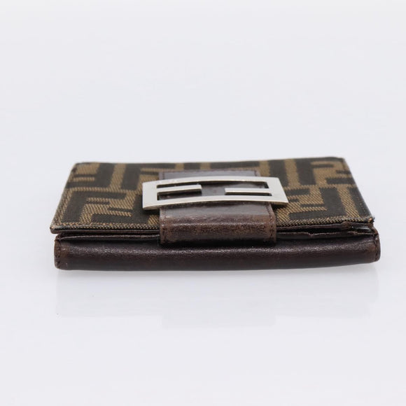 FENDI Zucca Canvas Bifold Wallet Black Brown Auth 197121