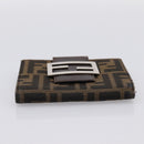 FENDI Zucca Canvas Bifold Wallet Black Brown Auth 197121-6
