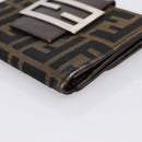 FENDI Zucca Canvas Bifold Wallet Black Brown Auth 197121-7