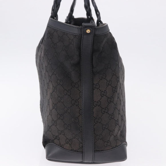 GUCCI Tote Bag GG Canvas Black Gold 247209 Auth 197124