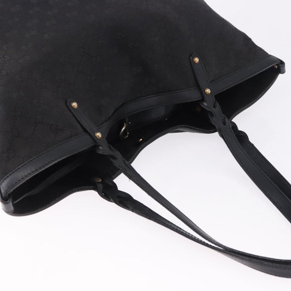 GUCCI Tote Bag GG Canvas Black Gold 247209 Auth 197124