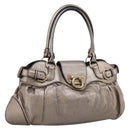 Salvatore Ferragamo Gancini Hand Bag Leather Gold Auth 197125-1