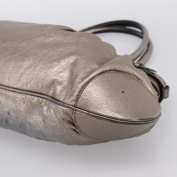 Salvatore Ferragamo Gancini Hand Bag Leather Gold Auth 197125