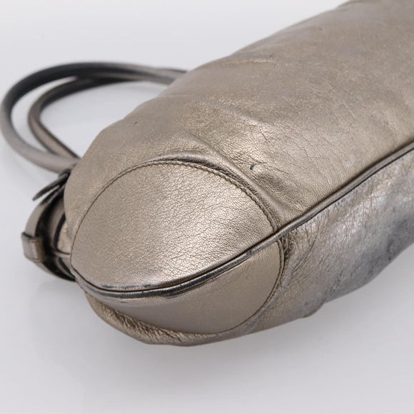 Salvatore Ferragamo Gancini Hand Bag Leather Gold Auth 197125