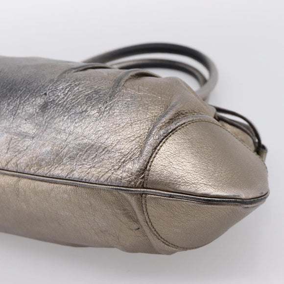 Salvatore Ferragamo Gancini Hand Bag Leather Gold Auth 197125