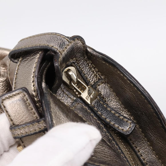 Salvatore Ferragamo Gancini Hand Bag Leather Gold Auth 197125