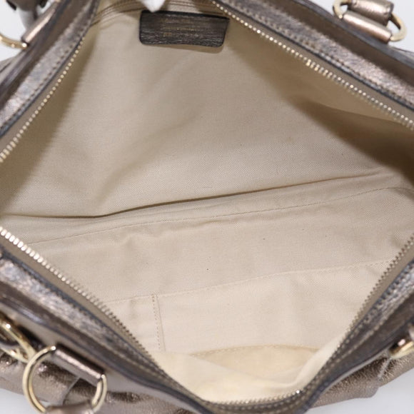 Salvatore Ferragamo Gancini Hand Bag Leather Gold Auth 197125