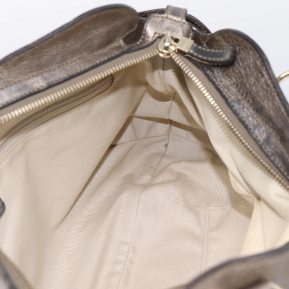 Salvatore Ferragamo Gancini Hand Bag Leather Gold Auth 197125