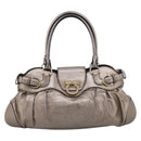 Salvatore Ferragamo Gancini Hand Bag Leather Gold Auth 197125-13