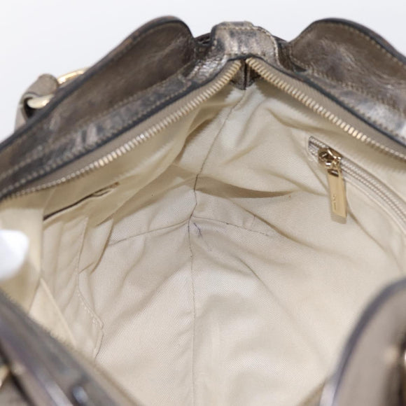 Salvatore Ferragamo Gancini Hand Bag Leather Gold Auth 197125