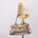 Salvatore Ferragamo Gancini Hand Bag Leather Gold Auth 197125-24