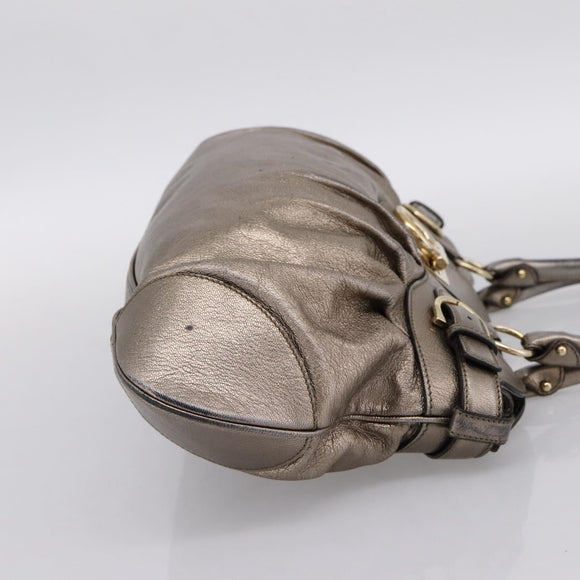 Salvatore Ferragamo Gancini Hand Bag Leather Gold Auth 197125