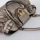 Salvatore Ferragamo Gancini Hand Bag Leather Gold Auth 197125-6