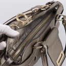 Salvatore Ferragamo Gancini Hand Bag Leather Gold Auth 197125-7