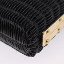 PRADA Chain Shoulder Bag Rattan Black Gold Auth 197136M-8