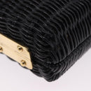 PRADA Chain Shoulder Bag Rattan Black Gold Auth 197136M-15