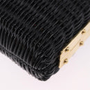 PRADA Chain Shoulder Bag Rattan Black Gold Auth 197136M-16