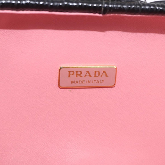 PRADA Chain Shoulder Bag Rattan Black Gold Auth 197136M