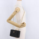 PRADA Chain Shoulder Bag Rattan Black Gold Auth 197136M-23