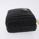 PRADA Chain Shoulder Bag Rattan Black Gold Auth 197136M-3