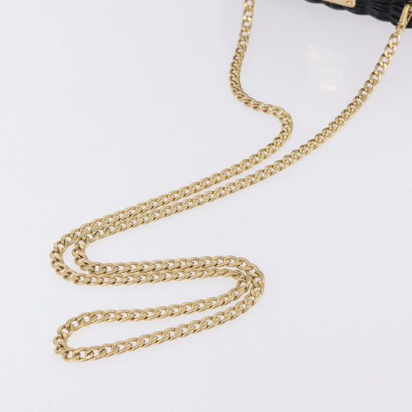 PRADA Chain Shoulder Bag Rattan Black Gold Auth 197136M