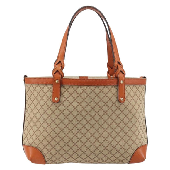GUCCI Diamante Tote Bag Canvas Beige Silver 269878 Auth 197138