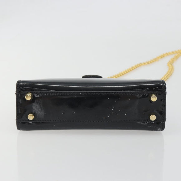 TIFFANY&Co. Chain Shoulder Bag Patent leather Black Gold Auth 197139
