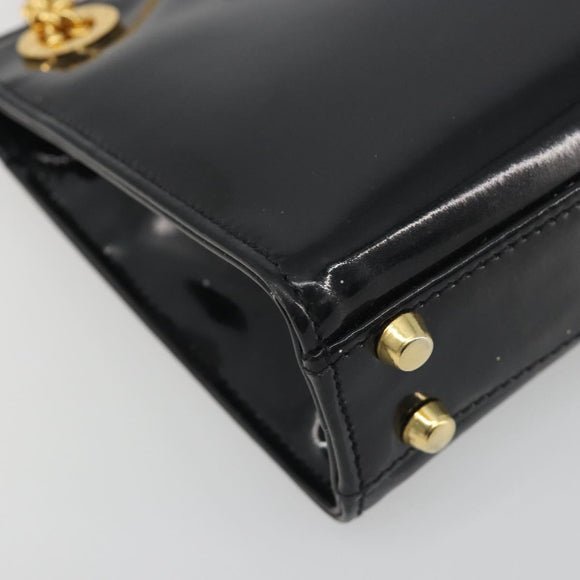 TIFFANY&Co. Chain Shoulder Bag Patent leather Black Gold Auth 197139