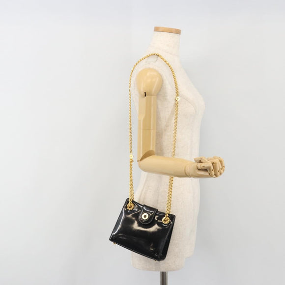 TIFFANY&Co. Chain Shoulder Bag Patent leather Black Gold Auth 197139