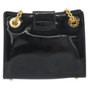TIFFANY&Co. Chain Shoulder Bag Patent leather Black Gold Auth 197139-3