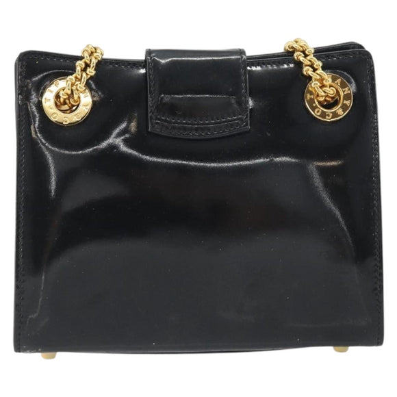TIFFANY&Co. Chain Shoulder Bag Patent leather Black Gold Auth 197139